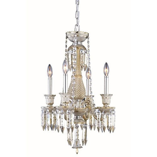 Majestic Elegant Cut Crystal Golden Teak Four Light 24-in Pendant