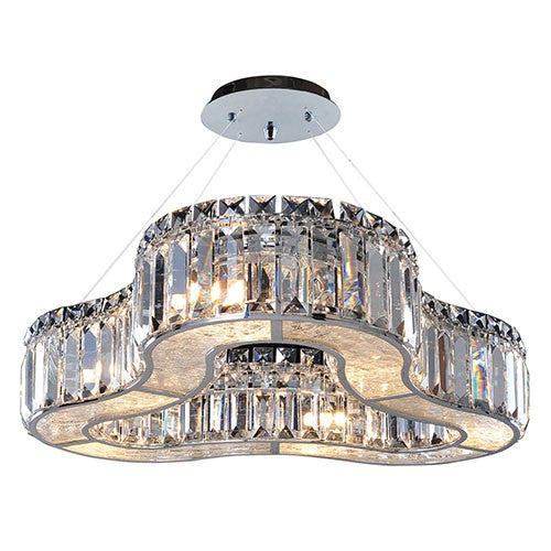 Chrome Six-Light Tri-Shape Pendant with Firenze Clear Crystal