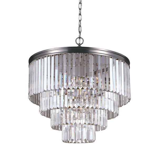 Six-Light Chandelier with Prismatic Glass Crystal