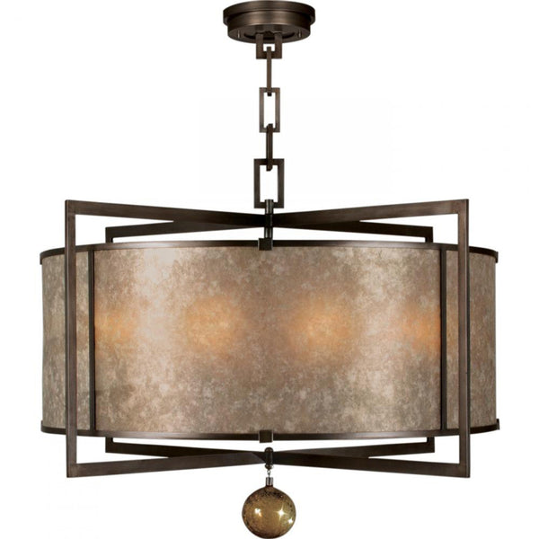 Pendant, Round, 8-Light, Brown Patinated Bronze, Translucent Mica Shade, 40"W (591540ST 6DN1)