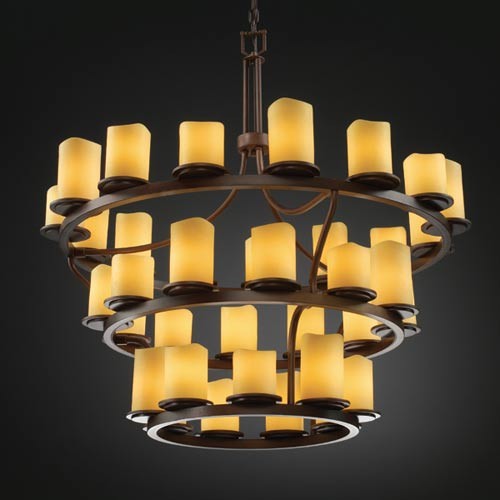 Thirty-Six-Light Three-Tier Ring Chandelier