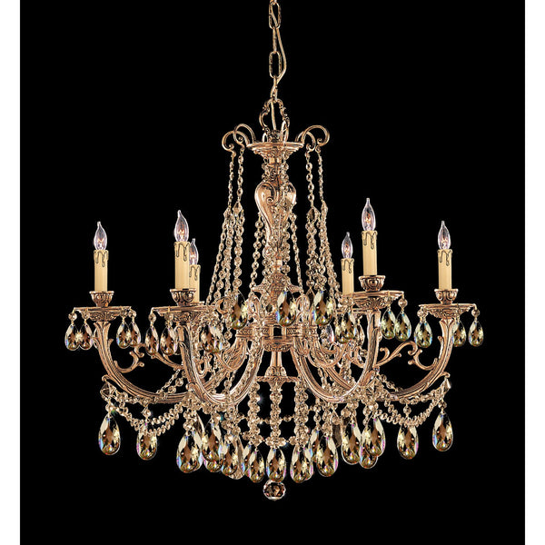 Olde Brass Golden Teak Six-Light Chandelier