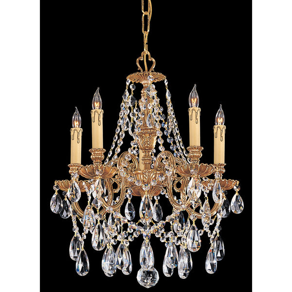 Group Novella Ornate Cast Brass Five-Light Chandelier with Swarovski Strass Crystal