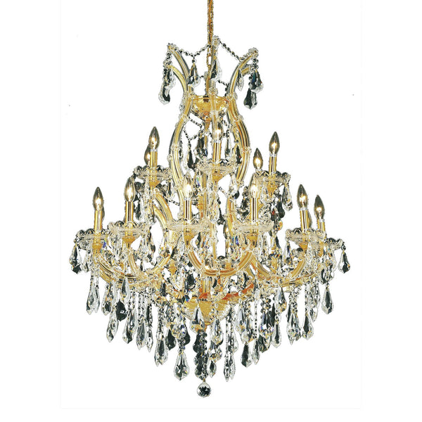 Maria Theresa Gold Nineteen-Light 32-Inch Chandelier with Royal Cut Clear Crystal