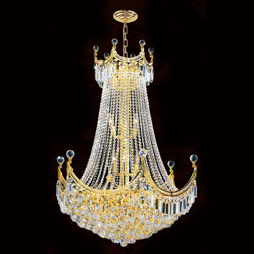 Corp Empire 15-Light Gold Finish with Clear-Crystals Chandelier