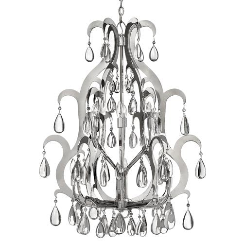 Xanadu Polished Stainless Steel Twelve-Light Chandelier