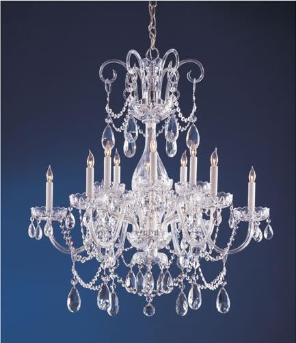 Polished Chrome Six-Light Crystal Chandelier