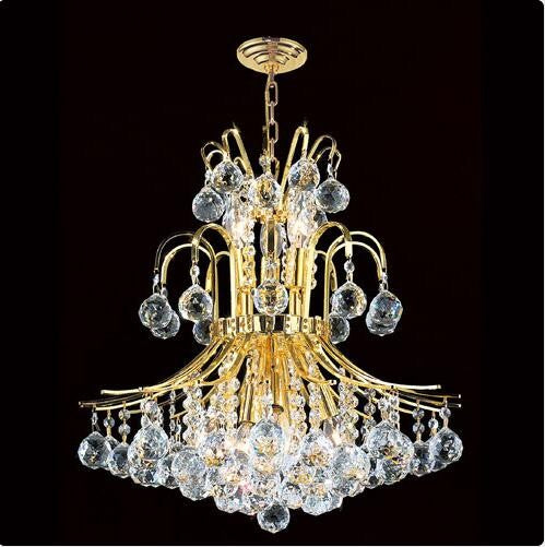 Nine-Light Gold Finish with Clear-Crystals Chandelier