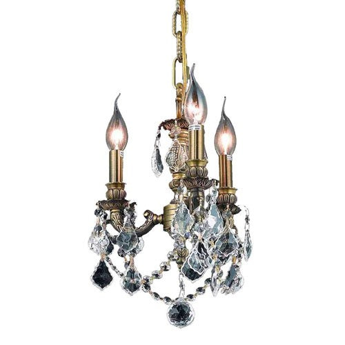 Bronze Three-Light Chandelier with Golden Teak Royal Cut Crystal