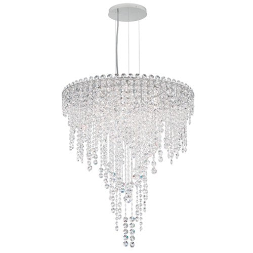 Stainless Steel Six-Light Round Medium Pendant with Clear Heritage Crystal