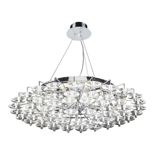 Diamente 18-Light Polished Chrome Pendant with Asfour Handcut Crystal Glass -Halogen