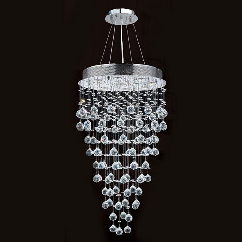 Corp Icicle Nine-Light Chrome Finish with Clear-Crystals Chandelier