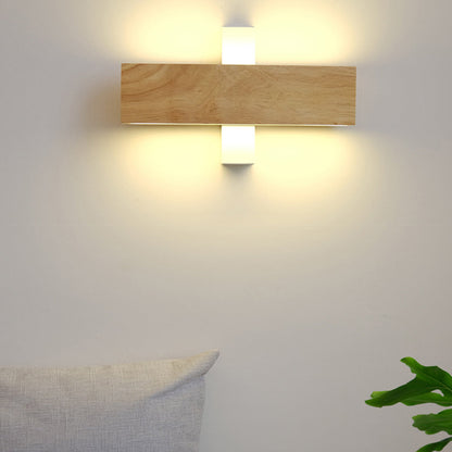 Rotatable Minimalist Rectangular Wood Led Wall Lamp Wall Lights Fixture