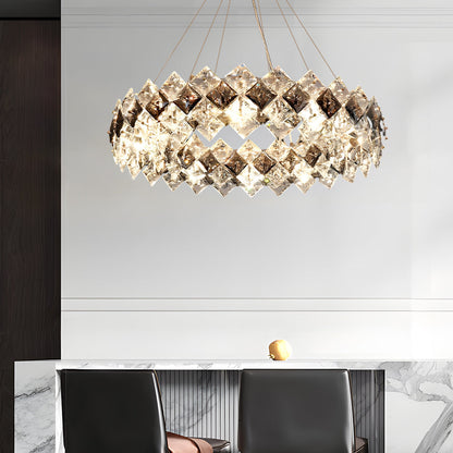 Round Long 3 Step Dimming Luxury Modern Crystal Chandelier Dining Room Light