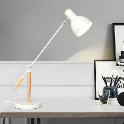 Adjustable Rotatable Wood and Metal Reading Desk Lamp for Modern Spaces