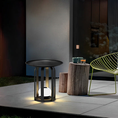 Set of Waterproof Outdoor Table and Solar Floor Lamp