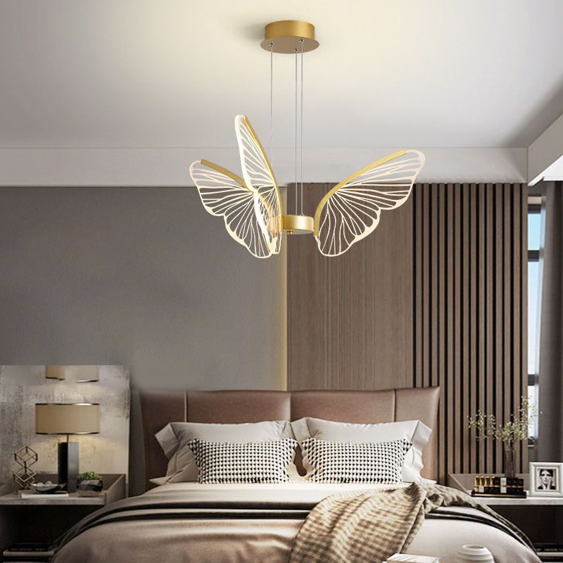 Butterflies LED Dimmable with Remote Control Modern Chandelier Hanging Lamp