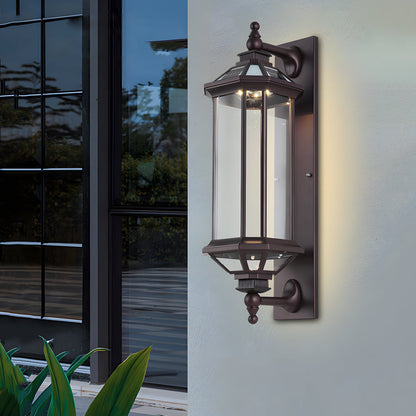 Retro Rectangular Ribbed Glass Solar Outdoor Wall Light