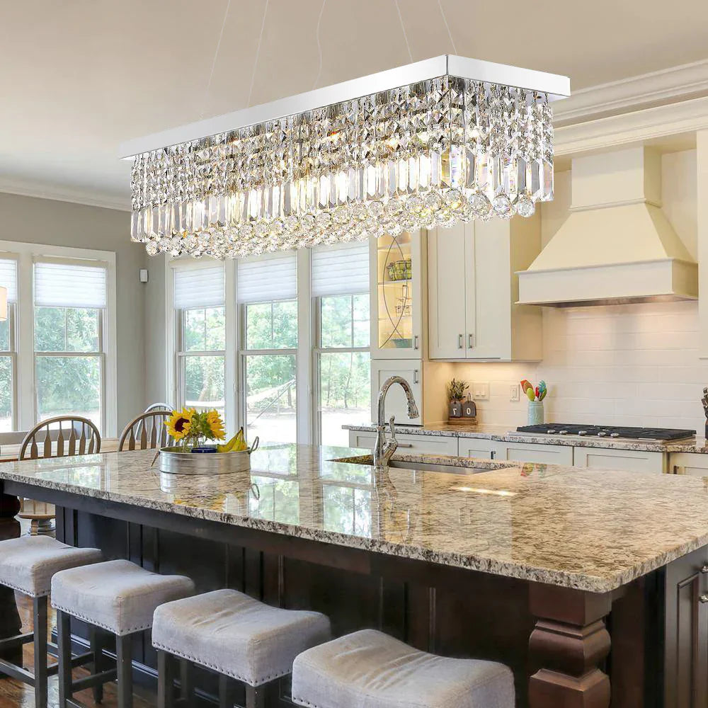 Crystal Kitchen Rectangle Chandelier 47"