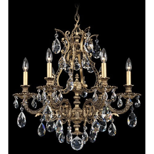 Sophia Florentine Bronze Six-Light Clear Spectra Crystal Chandelier, 24W x 24.5H x 24D