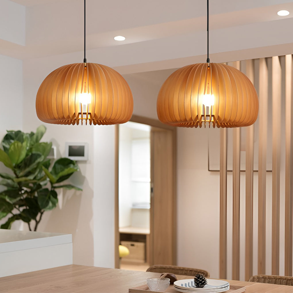 Creative Wood Pumpkin-Shaped Retro Nordic Chandelier Pendant Light