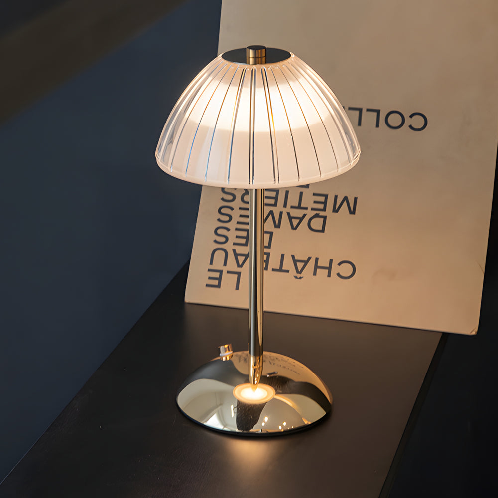 Battery Operated LED Brushed Brass Metal Table Lamp