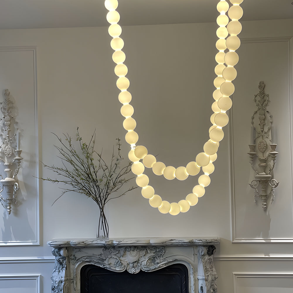 Acrylic Balls Pearl Necklace Luxury Art Italian Style Chandelier Lamp