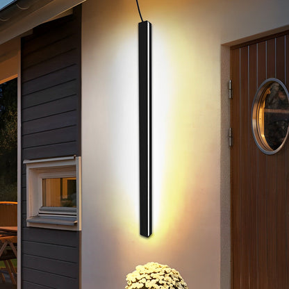 Minimalist Long Strip LED Waterproof Black Modern Solar Wall Sconce Lighting