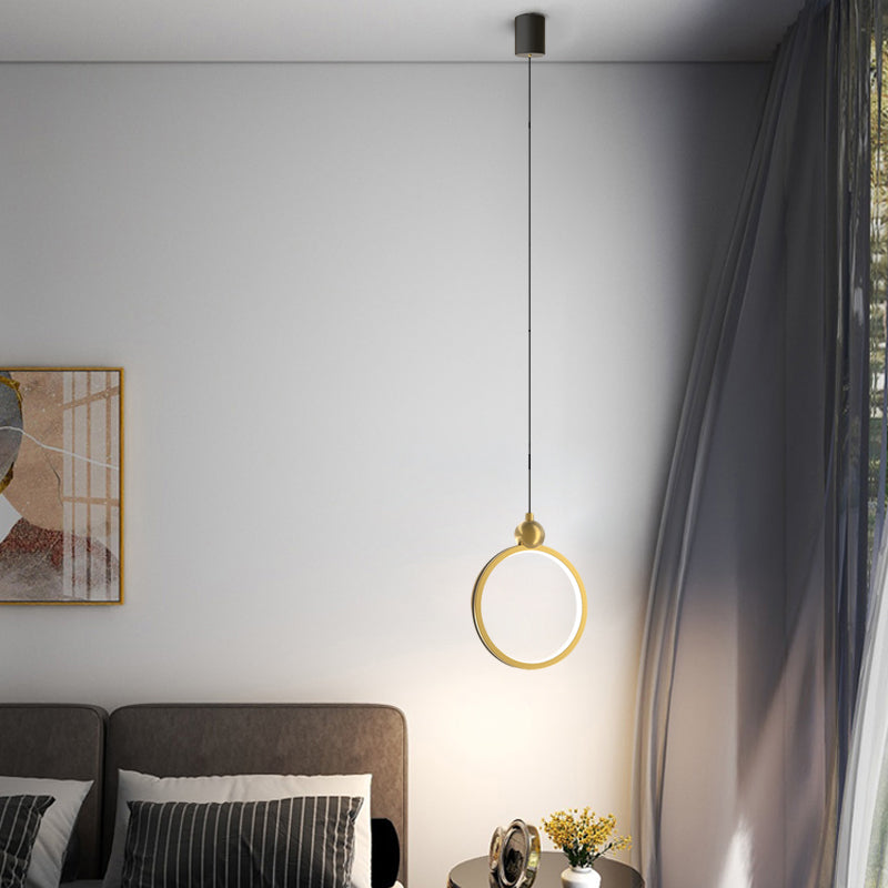 Minimalist Ring 3 Step Dimming LED Aluminum Leather Modern Pendant Lights