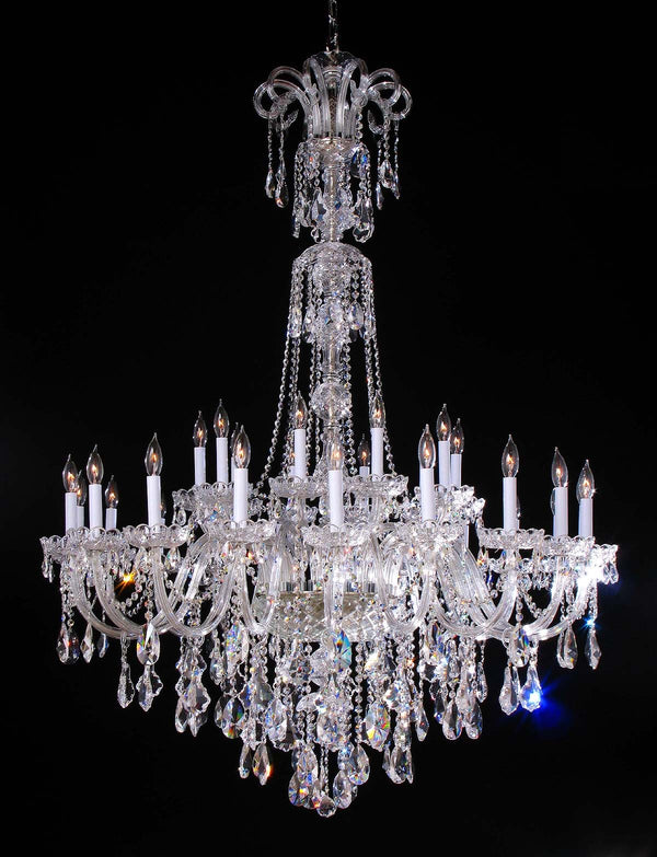 30 Lights Bohemian Crystal chandelier in polished chrome finish