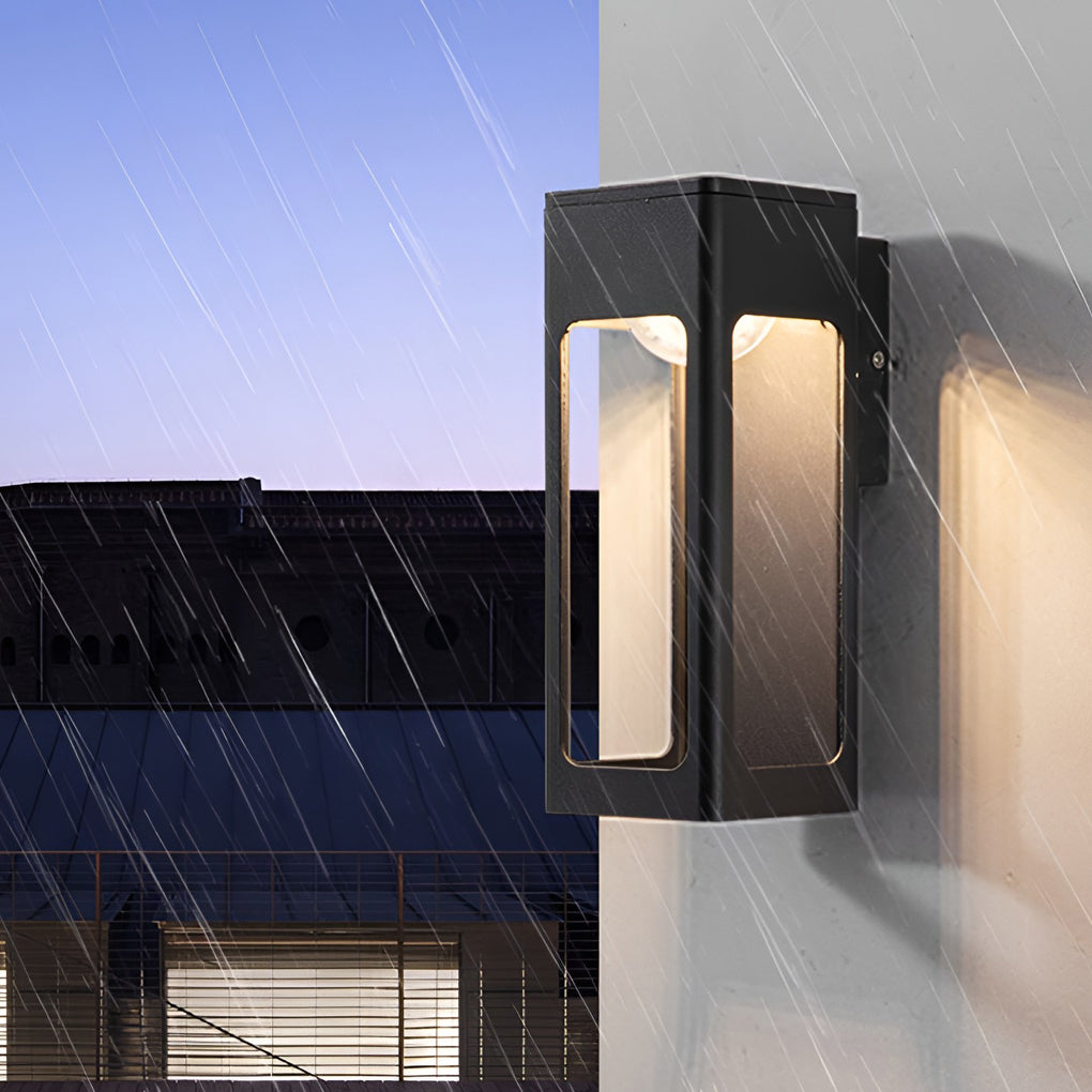 Rectangular IP65 Waterproof 12W LED Black Modern Outdoor Wall Lamp Sconces