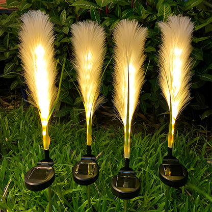 2PCS Creative Hairy Reed Decor LED Intelligent Modern Solar Lawn Lamp