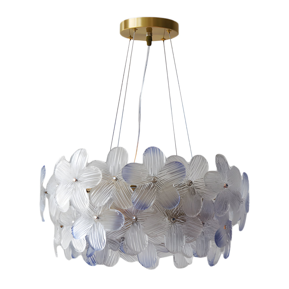 French Glass Flower Round Chandelier