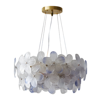 French Glass Flower Round Chandelier