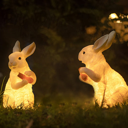 Resin Fiberglass Rabbits Creative Waterproof White Modern Garden Lights