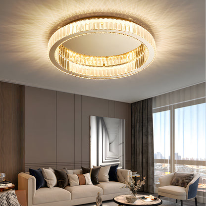 Round Crystal Stepless Dimming LED Luxury Post-Modern Ceiling Light Fixture