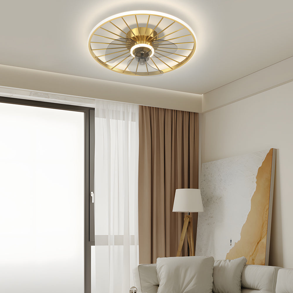 Round Silent Mute Three Step Dimming Nordic Modern Ceiling Fan and Light