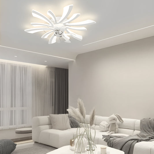 Creative Flowers Three Step Dimming Luxury Modern Ceiling Fan with Light