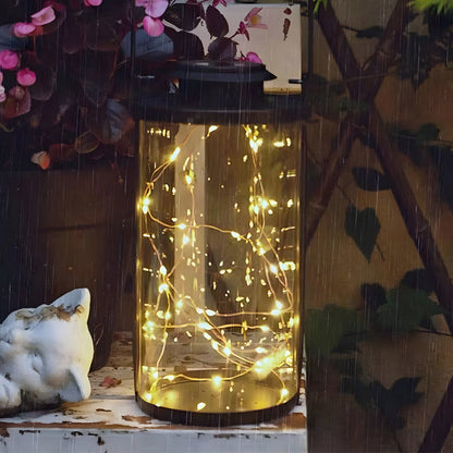 Portable Solar Lanterns - Glass Cylinder Firefly Jar LED Lights