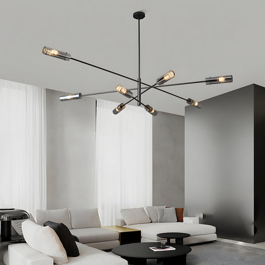 Industrial Sputnik Chandelier - Copper Linear Pendant Lights (6/8-Light)