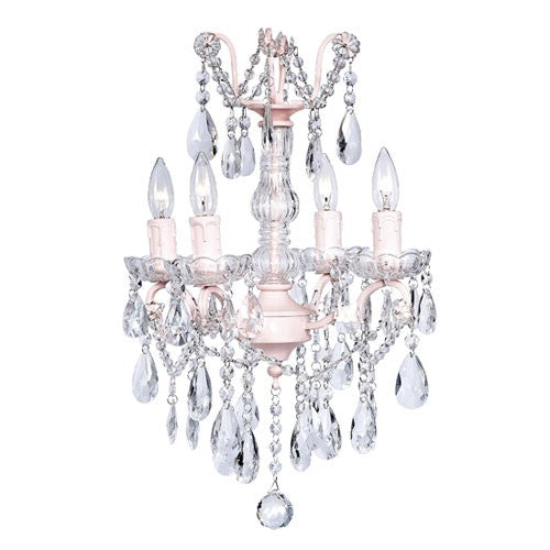 Pink Four-Light Glass Center Crystal Mini Chandelier