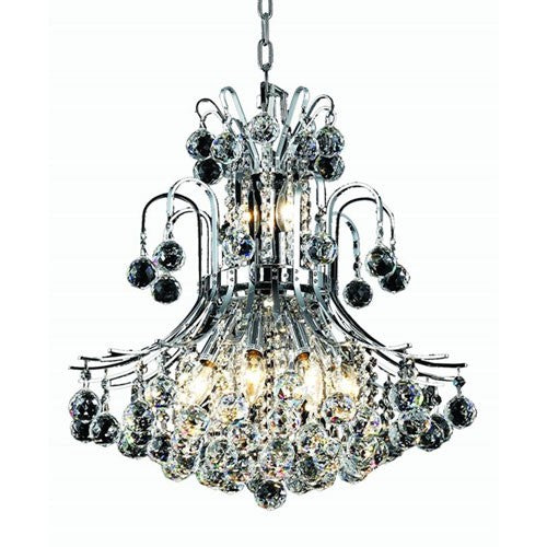 Chrome Ten-Light 19-Inch Chandelier with Royal Cut Clear Crystal