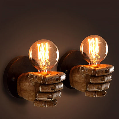 Resin Hand Fist Shaped Retro Industrial Style Wall Lamp Wall Sconce Lighting