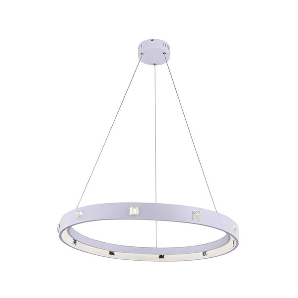 Infinity White 30-Inch LED Pendant with Royal Cut Crystal