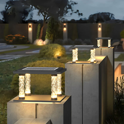 Bubbles Lamppost Square Waterproof LED Modern Solar Post Caps Lights