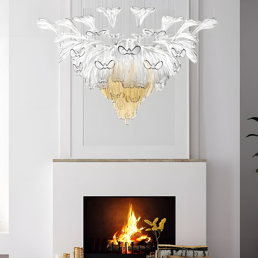 Luxury Flowers Handcrafted Art Glass 3 Step Dimming Modern Chandelier