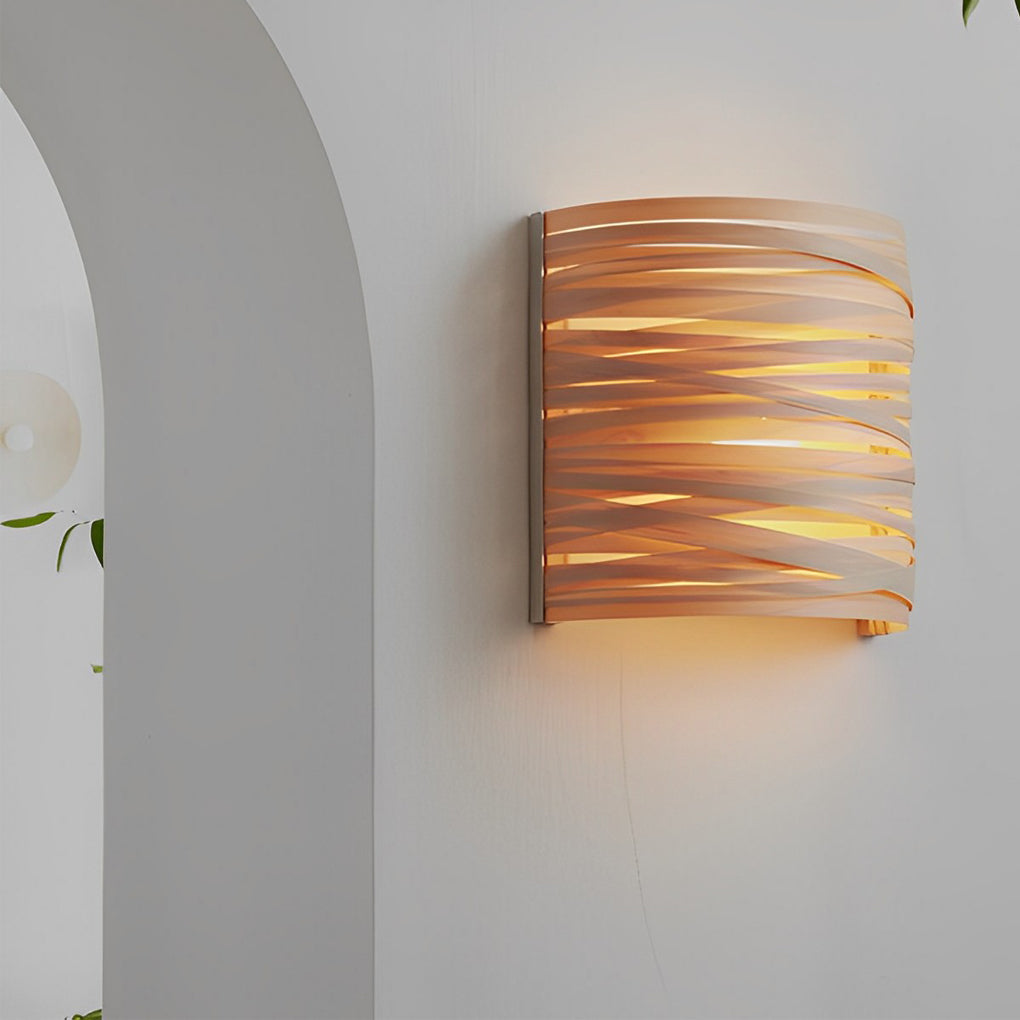 Semi-cylindrical Handmade Wood Decorative Modern Wall Lamp Atmosphere Light