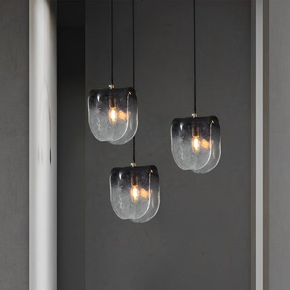 Gradient Smokey Gray Glass Post-Modern Small Chandelier Pendant Lights