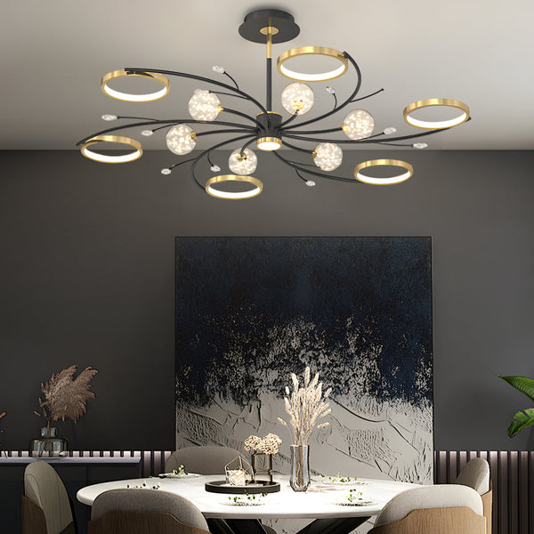 Stars Rings Flowers Branches Crystal 3 Step Dimming Modern Ceiling Lights