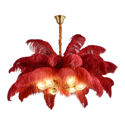 Creative Feathers Copper Ins Nordic Chandelier Flush Mount Ceiling Light